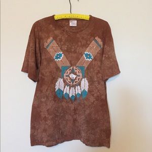 Vintage 90s tie dye Native American tee Medium